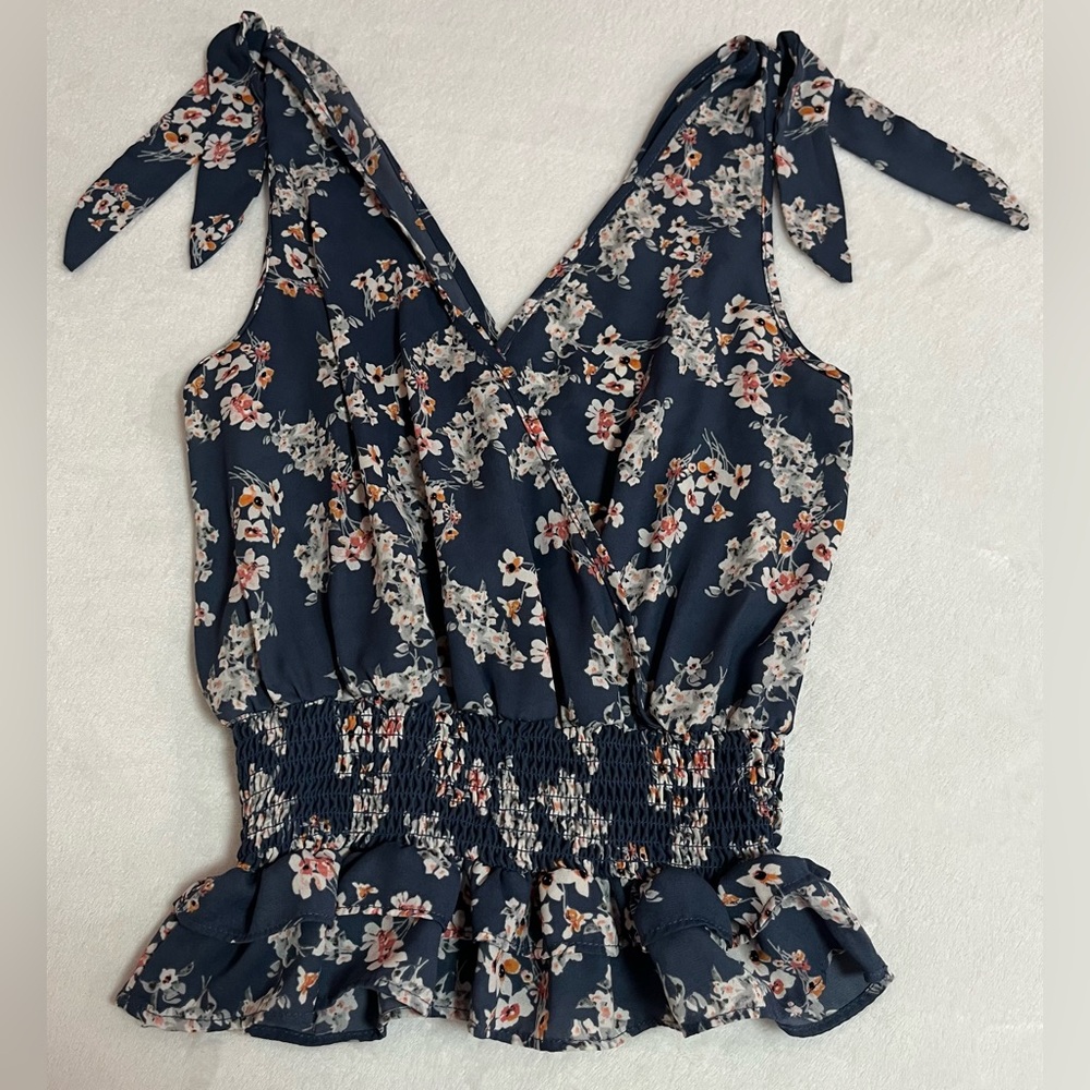 Sienna Sky Navy Floral Sleeveless Blouse
